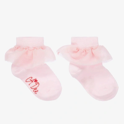 A Dee Babies' Girls Pink Tulle Ruffle Socks
