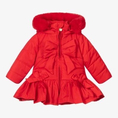 A Dee Babies' Girls Red Hooded Bow Coat
