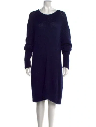 Pre-owned A Detacher Alpaca Knee-length Dress In Blue