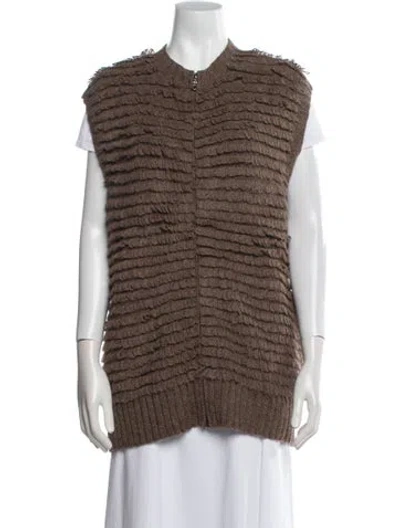 Pre-owned A Detacher Alpaca Striped Sweater In Brown