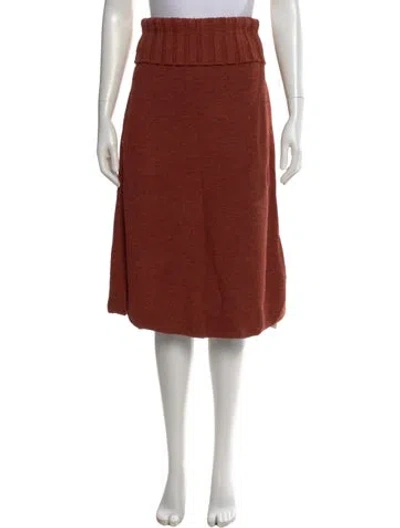 Pre-owned A Detacher Baby Alpaca Midi Length Skirt In Brown