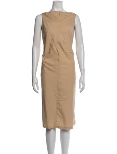 Pre-owned A Detacher Bateau Neckline Knee-length Dress In Neutrals