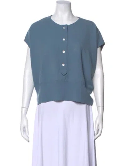 Pre-owned A Detacher Crew Neck Short Sleeve Top In Blue