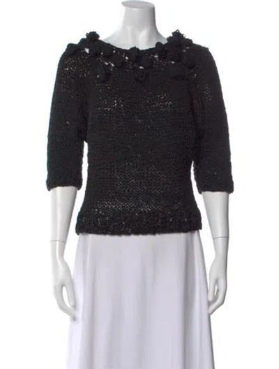 Pre-owned A Detacher Crew Neck Three-quarter Sleeve Top In Black