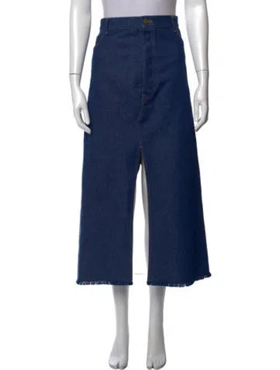 Pre-owned A Detacher Fringe Trim Accent Long Skirt In Blue