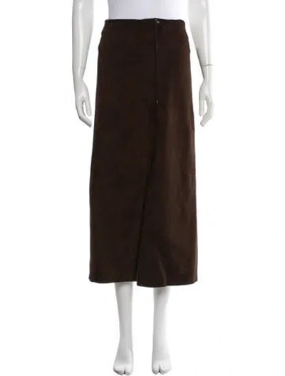 Pre-owned A Detacher Leather Midi Length Skirt In Brown
