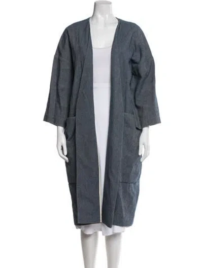 Pre-owned A Detacher Linen Coat In Blue