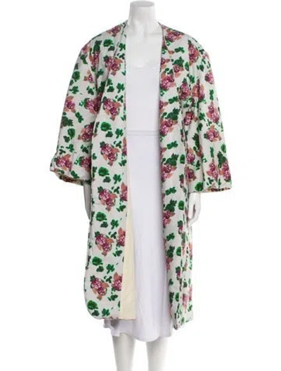 Pre-owned A Detacher Linen Floral Print Coat In Gray