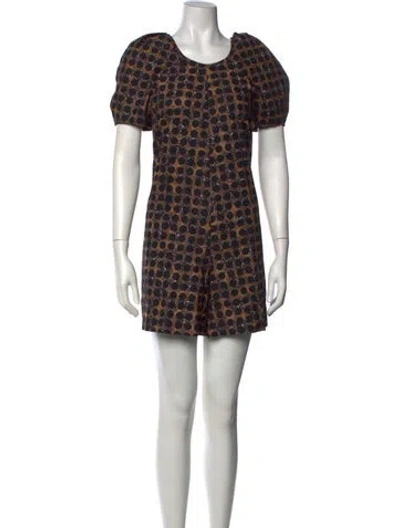 Pre-owned A Detacher Patterned Scoop Neck Jumpsuit In Neutrals