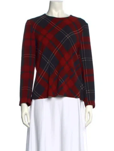 Pre-owned A Detacher Plaid Print Crew Neck Top In Red