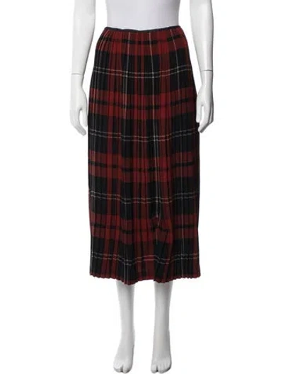Pre-owned A Detacher Plaid Print Midi Length Skirt In Red