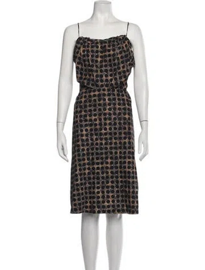 Pre-owned A Detacher Polka Dot Print Midi Length Dress In Black