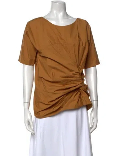 Pre-owned A Detacher Scoop Neck Short Sleeve Top In Brown