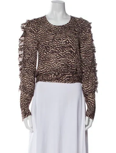 Pre-owned A Detacher Silk Animal Print Crop Top In Gray