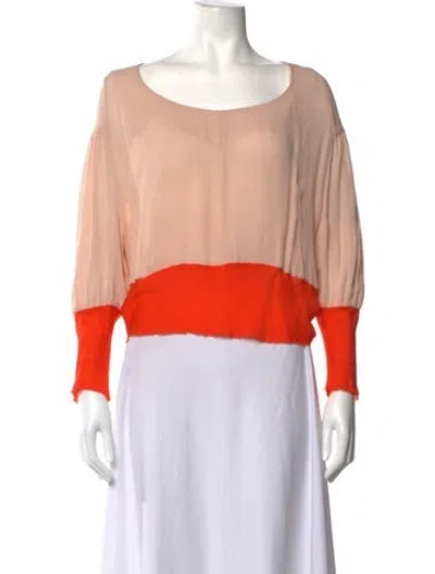 Pre-owned A Detacher Silk Colorblock Pattern Top In Orange