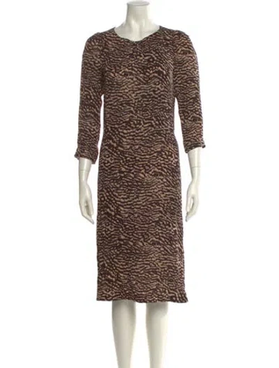 Pre-owned A Detacher Silk Midi Length Dress In Brown