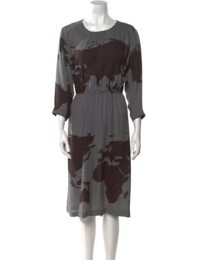 Pre-owned A Detacher Silk Midi Length Dress In Gray