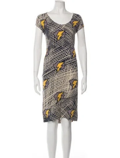 Pre-owned A Detacher Silk Midi Length Dress In Multicolor