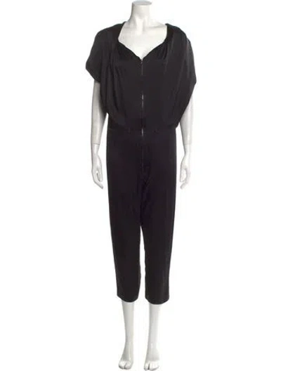 Pre-owned A Detacher Silk V-neck Jumpsuit In Black