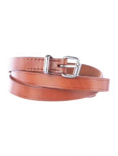 Pre-owned A Detacher Skinny Leather Waist Belt In Brown