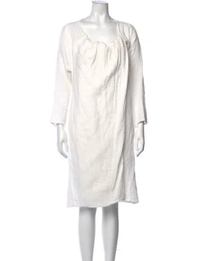 Pre-owned A Detacher Square Neckline Knee-length Dress In White