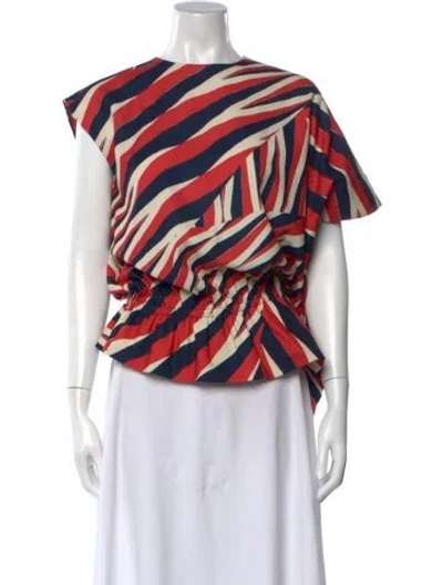 Pre-owned A Detacher Striped Crew Neck Top In Red