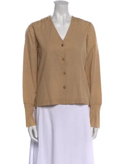 Pre-owned A Detacher V-neck Long Sleeve Top In Neutral