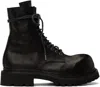 A Diciannoveventitre Black Prisma Combat Boots In Black
