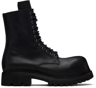A Diciannoveventitre Black Prisma Combat Boots In Multi
