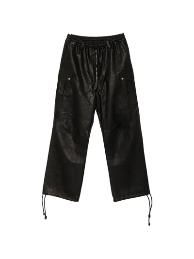 A Diciannoveventitre Daves Leather Trousers In Black