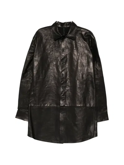 A Diciannoveventitre Jane Leather Coat In Black