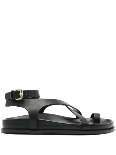 A.emery Black Minimalist Sandals With Crisscross Straps