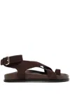 Shop A.emery Chocolate Brown Leather Crossover Strap Sandals In Black