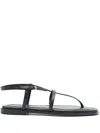 A.emery Smooth Grain Calf Leather Sandals With Crossover In Black