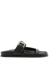 A.emery Prince Leather Slide Sandals In Black