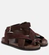 A.emery Chocolate Brown Leather Crossover Strap Sandals In Brown