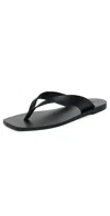 A.emery 'flora' Black Sandals With Flip-flop Design And Grooved Sole In Leather Woman