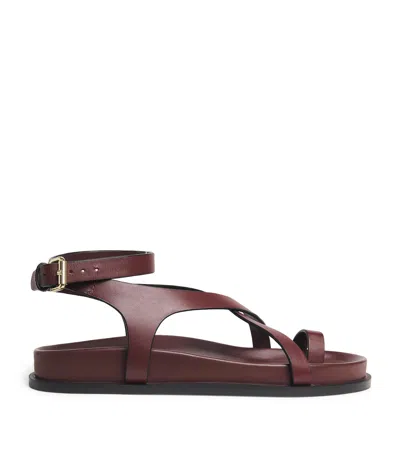 A.emery Jalen Slim Leather Sandals In Burgundy