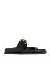 A.emery Prince Leather Slide Sandals In Black