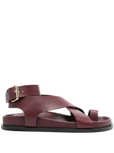 A.emery Red Jalen Leather Flat Sandals