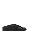A.emery Shaw Leather Flip Flops In Black
