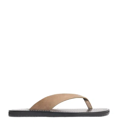 A.emery Suede Flora Flip Flops In Beige