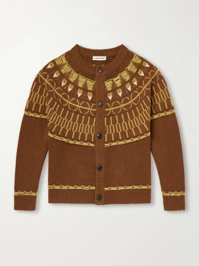 A Kind Of Guise Zatoya Intarsia-knit Virgin Wool Cardigan In Brown