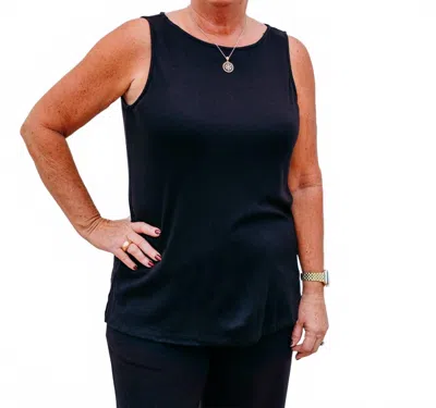 A La Carte Boat Neck Sleeveless Knit Tunic In Black