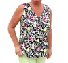 A La Carte V-neck Shell With Button Top In Black Multi In Multi