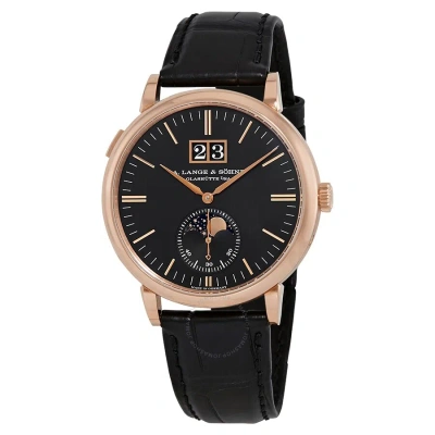 A. Lange & Sohne Saxonia Moon Phase 18kt Rose Gold Automatic Black Dial Men's Watch 384.031