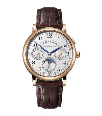 A. Lange & Sohne Rose Gold 1815 Annual Calendar Watch In Brown