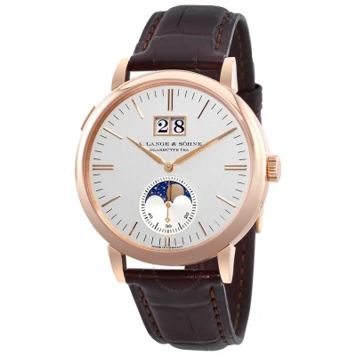 A. Lange & Sohne A Lange & Sohne Saxonia 18kt Rose Gold Moon Phase Automatic Silver Dial Men's Watch 384.032 In Brown / Gold / Gold Tone / Rose / Rose Gold / Rose Gold Tone / Silver