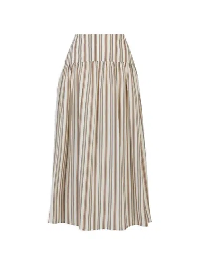 A Line Arabella Striped Midi Skirt In Brown