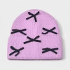 A Little Obsessed Multi Bow Knit Beanie In Purple